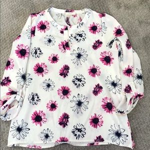 Soprano blouse with pink & navy flowers!